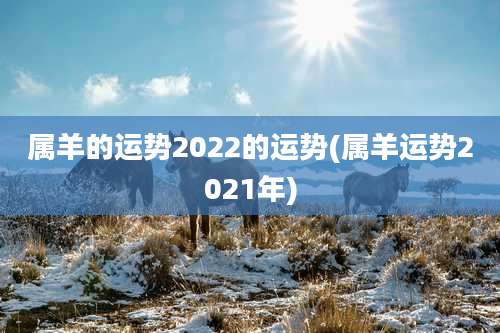 属羊的运势2022的运势(属羊运势2021年)