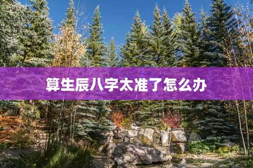 算生辰八字太准了怎么办