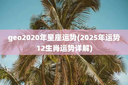 geo2020年星座运势(2025年运势12生肖运势详解)