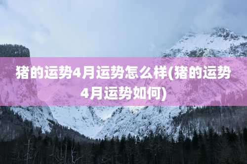 猪的运势4月运势怎么样(猪的运势4月运势如何)