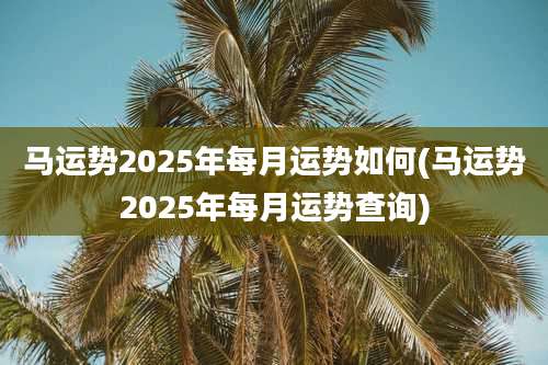 马运势2025年每月运势如何(马运势2025年每月运势查询)