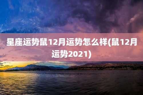 星座运势鼠12月运势怎么样(鼠12月运势2021)