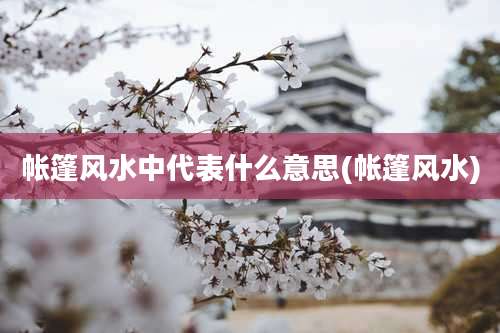 帐篷风水中代表什么意思(帐篷风水)