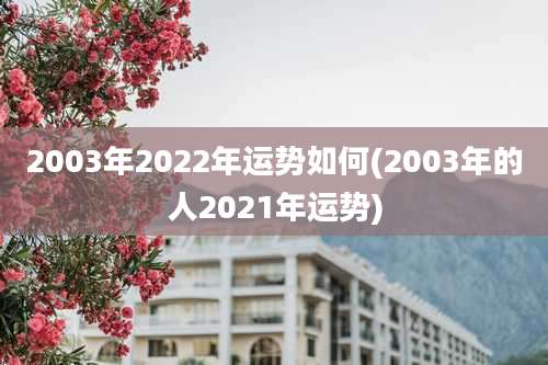 2003年2022年运势如何(2003年的人2021年运势)