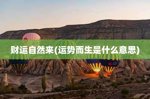 财运自然来(运势而生是什么意思)