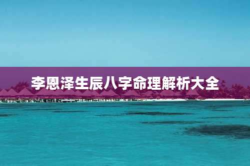 李恩泽生辰八字命理解析大全
