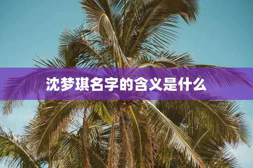 沈梦琪名字的含义是什么