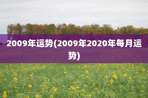2009年运势(2009年2020年每月运势)