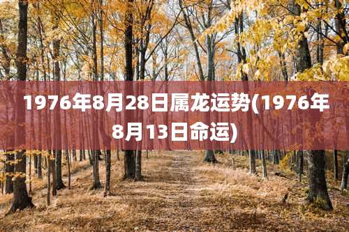 1976年8月28日属龙运势(1976年8月13日命运)