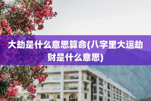 大劫是什么意思算命(八字里大运劫财是什么意思)