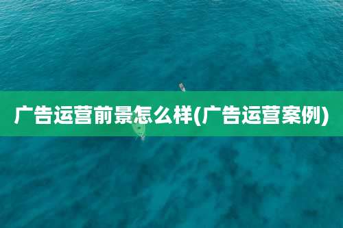 广告运营前景怎么样(广告运营案例)