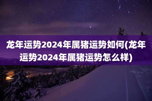 龙年运势2024年属猪运势如何(龙年运势2024年属猪运势怎么样)