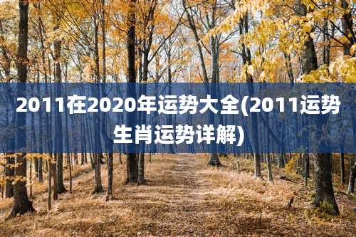 2011在2020年运势大全(2011运势生肖运势详解)