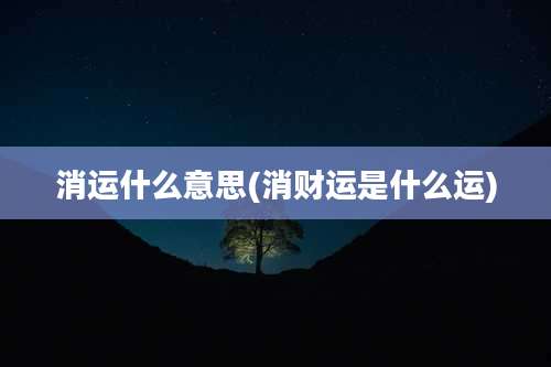 消运什么意思(消财运是什么运)