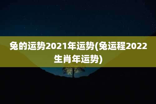 兔的运势2021年运势(兔运程2022生肖年运势)
