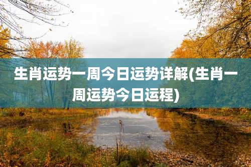 生肖运势一周今日运势详解(生肖一周运势今日运程)
