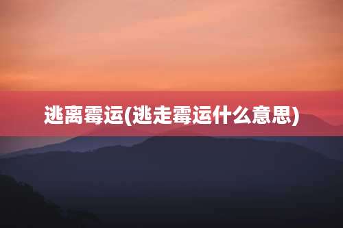 逃离霉运(逃走霉运什么意思)