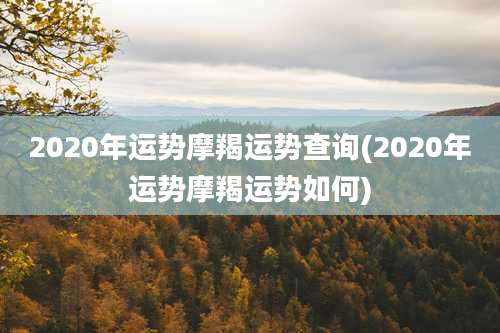 2020年运势摩羯运势查询(2020年运势摩羯运势如何)