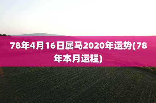 78年4月16日属马2020年运势(78年本月运程)