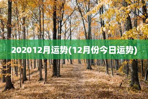 202012月运势(12月份今日运势)