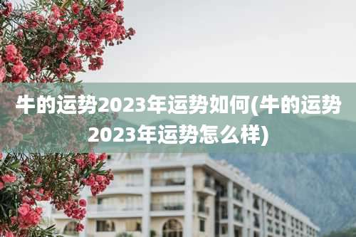 牛的运势2023年运势如何(牛的运势2023年运势怎么样)