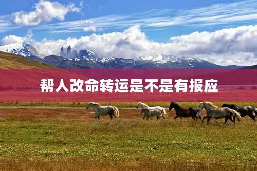 帮人改命转运是不是有报应