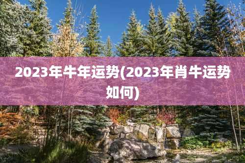 2023年牛年运势(2023年肖牛运势如何)