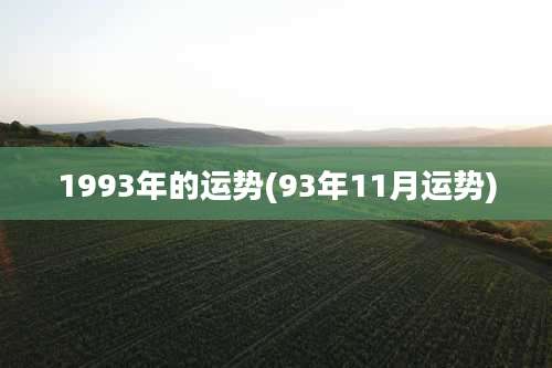 1993年的运势(93年11月运势)