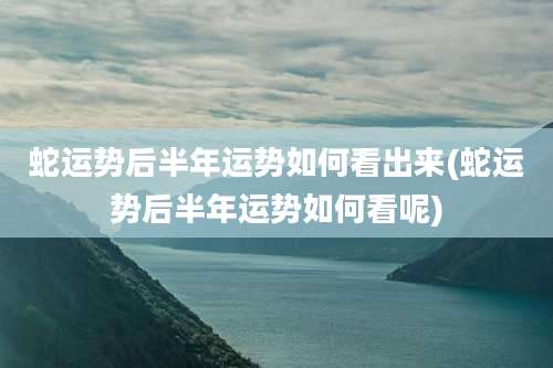 蛇运势后半年运势如何看出来(蛇运势后半年运势如何看呢)