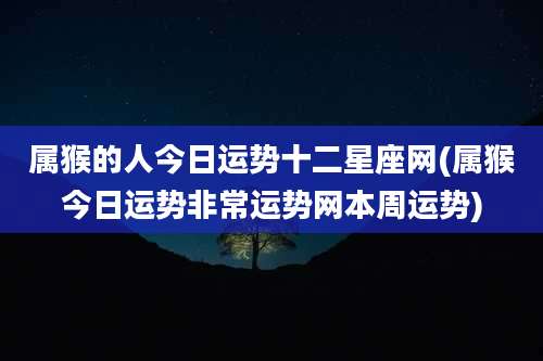 属猴的人今日运势十二星座网(属猴今日运势非常运势网本周运势)