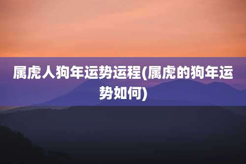 属虎人狗年运势运程(属虎的狗年运势如何)