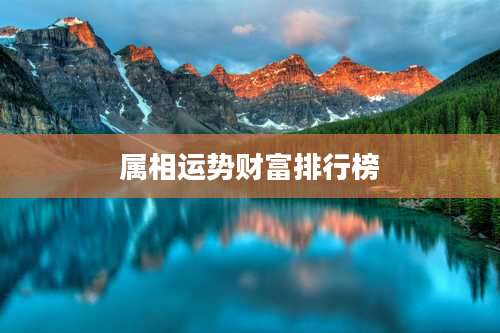 属相运势财富排行榜