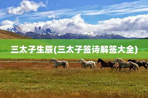 三太子生辰(三太子签诗解签大全)