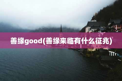 善缘good(善缘来临有什么征兆)
