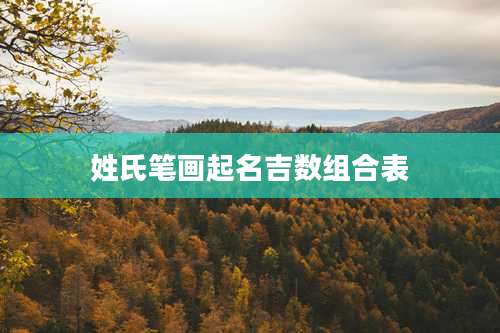 姓氏笔画起名吉数组合表