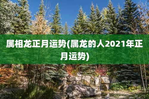 属相龙正月运势(属龙的人2021年正月运势)