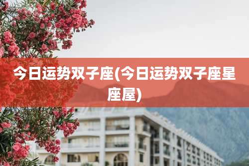 今日运势双子座(今日运势双子座星座屋)