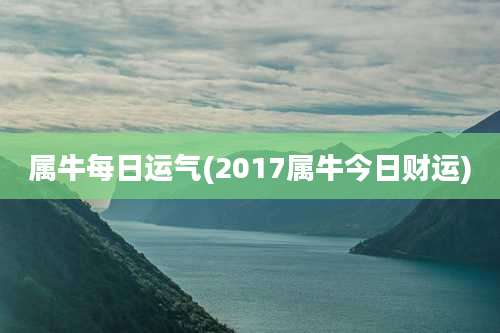 属牛每日运气(2017属牛今日财运)