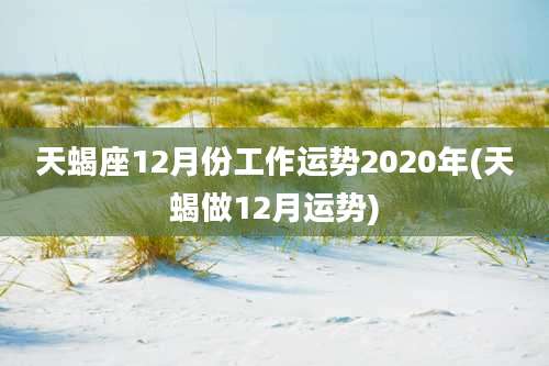 天蝎座12月份工作运势2020年(天蝎做12月运势)