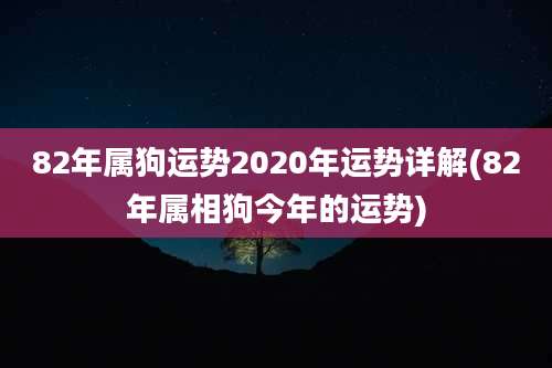 82年属狗运势2020年运势详解(82年属相狗今年的运势)