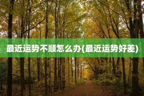 最近运势不顺怎么办(最近运势好差)