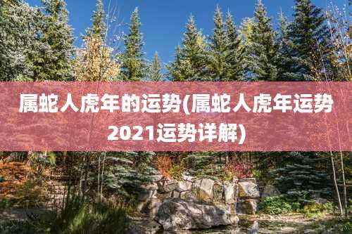 属蛇人虎年的运势(属蛇人虎年运势2021运势详解)