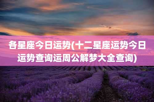 各星座今日运势(十二星座运势今日运势查询运周公解梦大全查询)