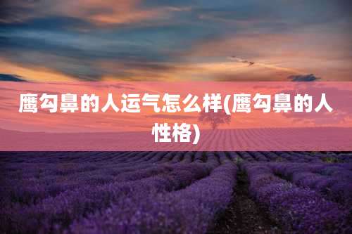 鹰勾鼻的人运气怎么样(鹰勾鼻的人性格)