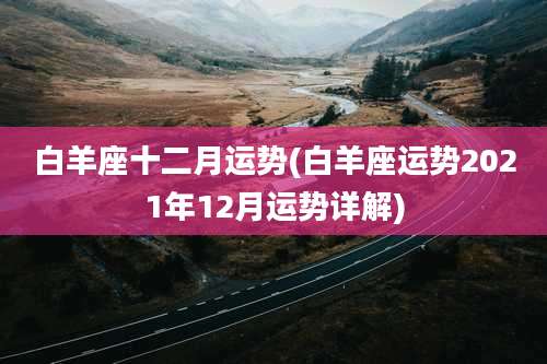白羊座十二月运势(白羊座运势2021年12月运势详解)