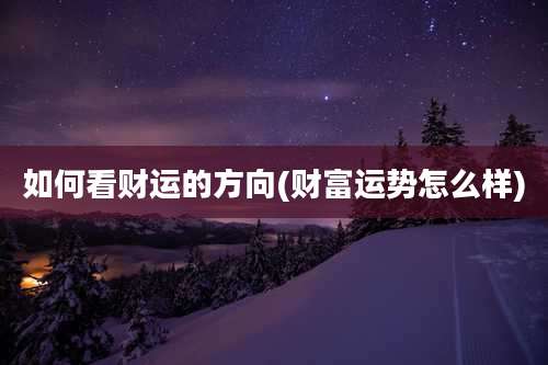 如何看财运的方向(财富运势怎么样)