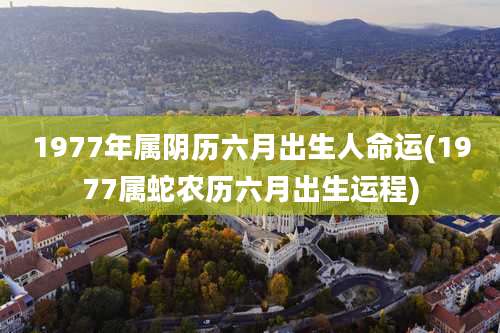 1977年属阴历六月出生人命运(1977属蛇农历六月出生运程)