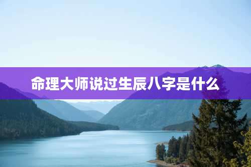 命理大师说过生辰八字是什么