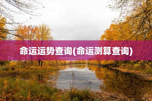 命运运势查询(命运测算查询)