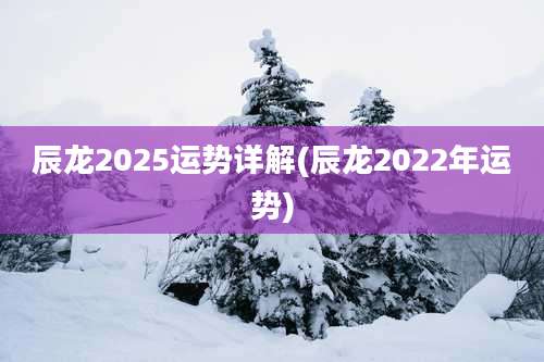 辰龙2025运势详解(辰龙2022年运势)